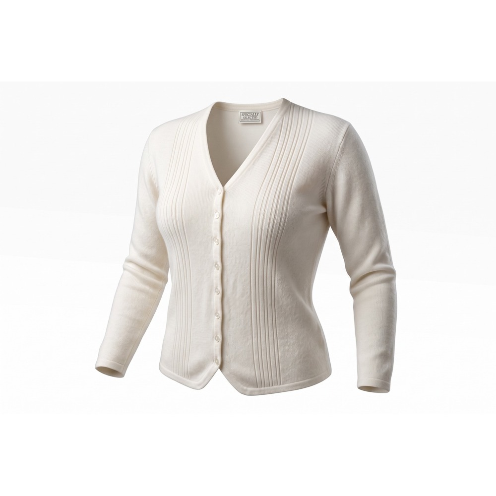 Specialty Collection Petite Cream White Pintuck Pleated Button Cardigan PM